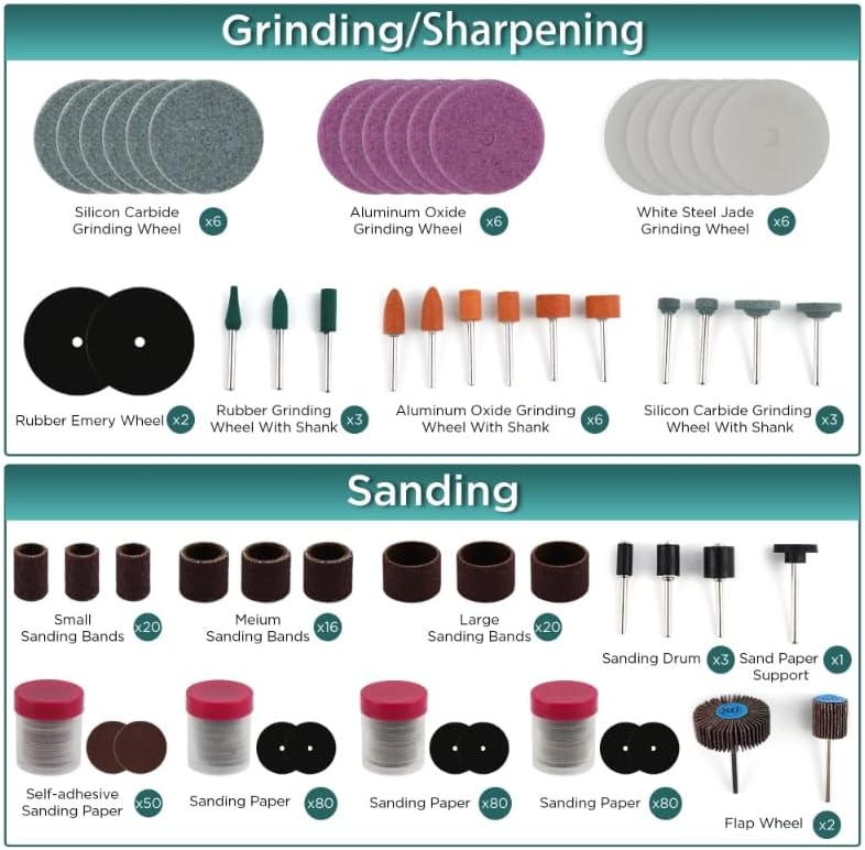 Gripzon 508PCS Rotary Tool Accessories Kit, Rotary Tool Bits for Universal Grinding, Sanding, Cutting, Polishing, Carving and Engraving, Fits for Dremel Bit Kit - Image 2